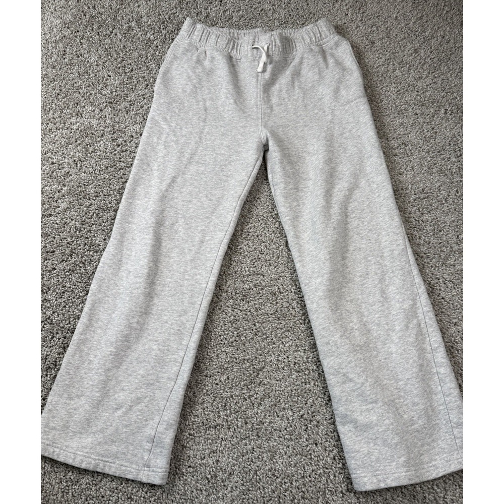 Abercrombie Kids A&F Essentials Gray Open Bottom Wide Leg Sweatpants Girls 15/16 - Picture 2 of 6